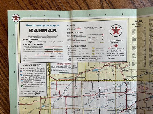 1966 Official Kansas State Highway Transportation Travel Road Map