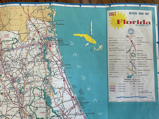 1967 Official Florida Vacation State Road Department Travel Road Map
