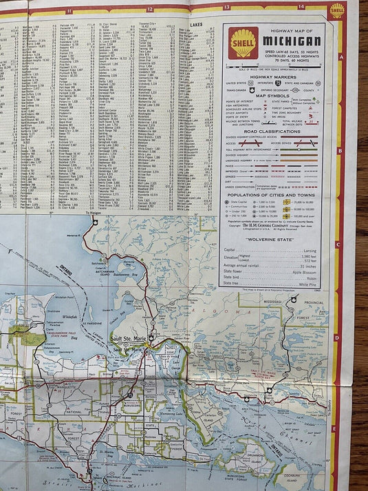 1963 Shell Oil Michigan State Highway Transportation Travel Road Map