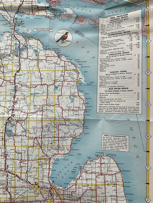 1965 Leonard Michigan State Highway Transportation Travel Road Map