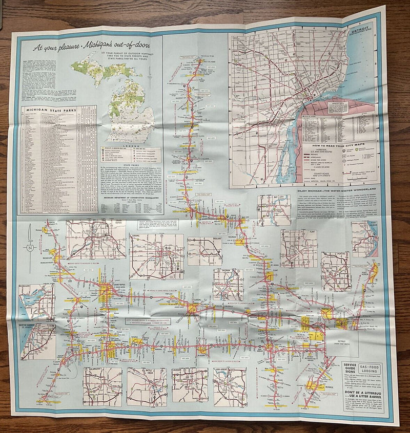 Load image into Gallery viewer, 1965 Leonard Michigan State Highway Transportation Travel Road Map
