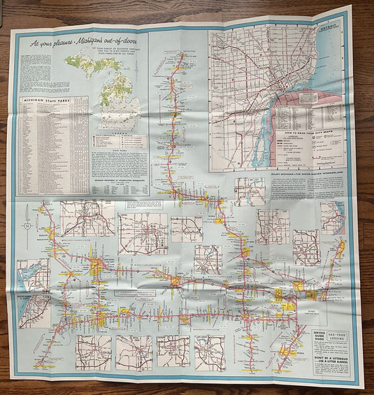 1965 Leonard Michigan State Highway Transportation Travel Road Map