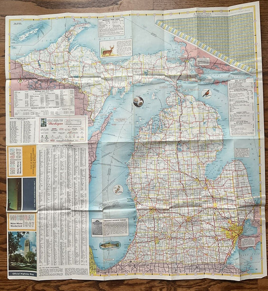 1967 Official Michigan State Highway Transportation Travel Road Map