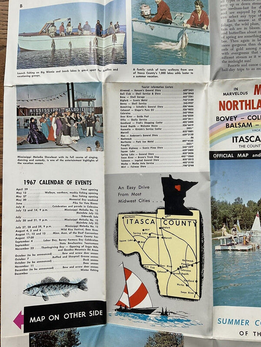 1967 Itasca County Minnesota Vacation Guide and Official Travel Map