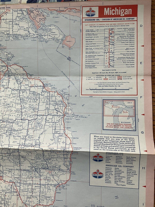 1960s Standard Oil Michigan State Highway Transportation Travel Road Map