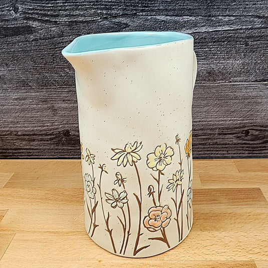 Summer Floral Embossed Pitcher Decorative Home by Blue Sky