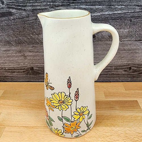 Summer Butterflies and Daisy Embossed Pitcher Decorative Floral Home by Blue Sky