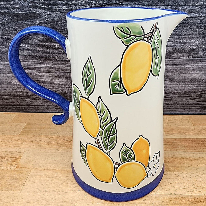 Load image into Gallery viewer, Lemon Fruit Pitcher Embossed Decorative Floral Home by Blue Sky
