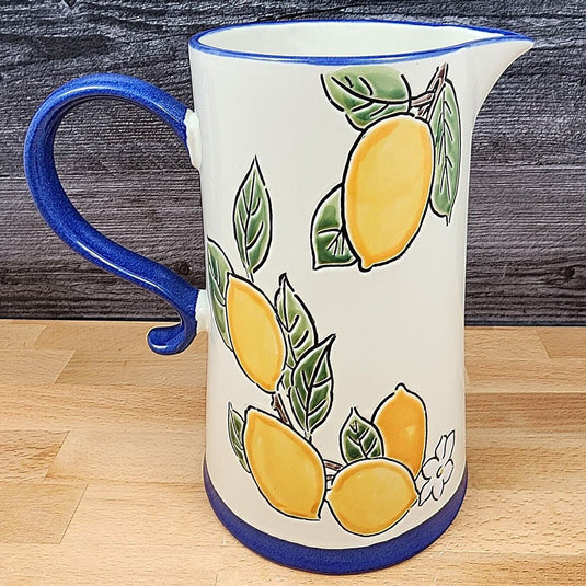 Lemon Fruit Pitcher Embossed Decorative Floral Home by Blue Sky