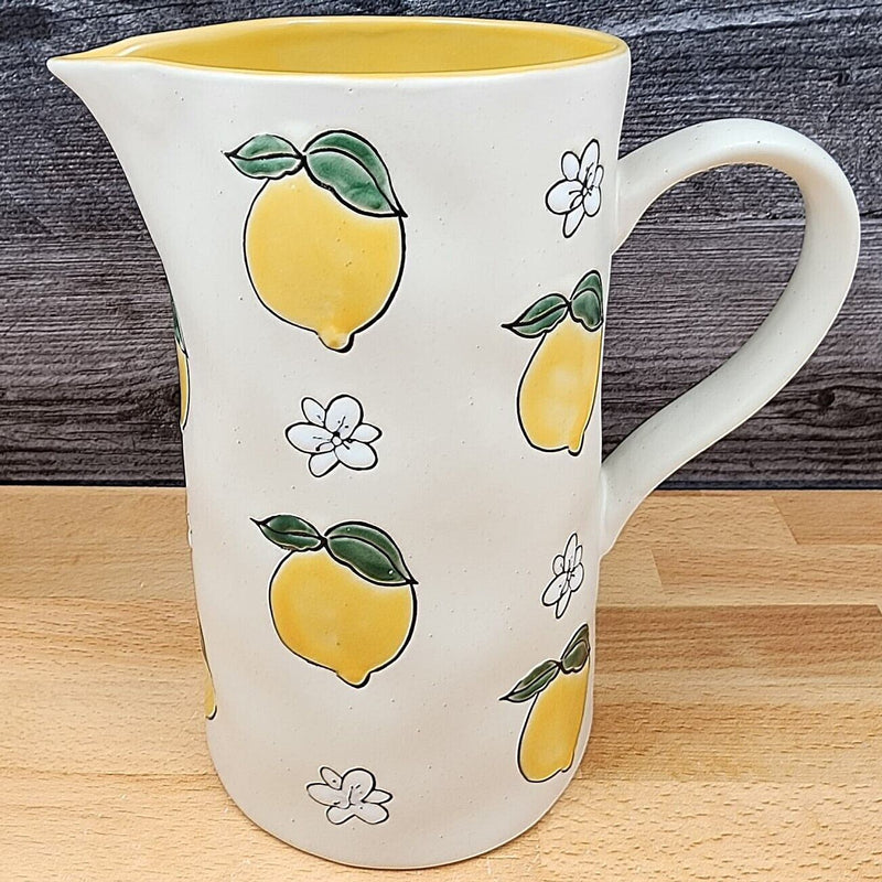Load image into Gallery viewer, Lemon Blooms Pitcher Embossed Decorative Floral Home by Blue Sky
