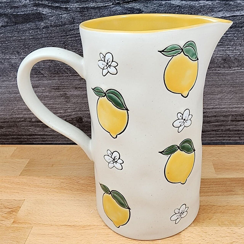 Load image into Gallery viewer, Lemon Blooms Pitcher Embossed Decorative Floral Home by Blue Sky
