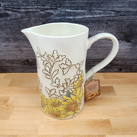 Gilded Sunflower Embossed Pitcher Decorative Floral Home by Blue Sky