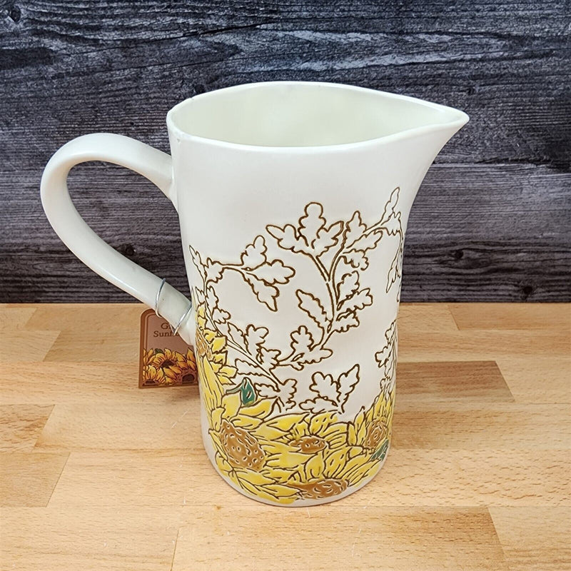 Load image into Gallery viewer, Gilded Sunflower Embossed Pitcher Decorative Floral Home by Blue Sky
