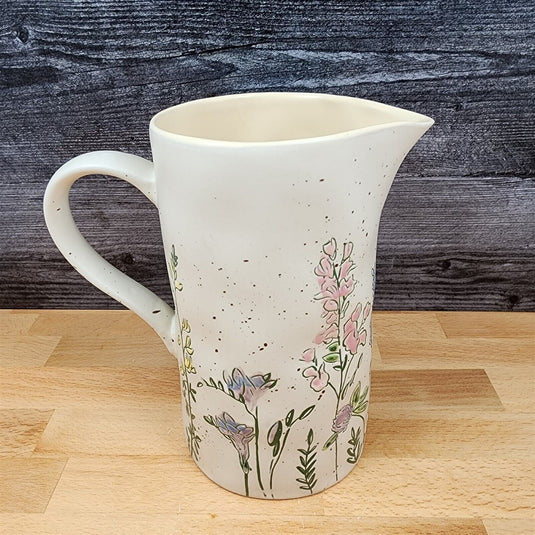Garden Spring Flowers Embossed Pitcher Decorative Floral Home by Blue Sky