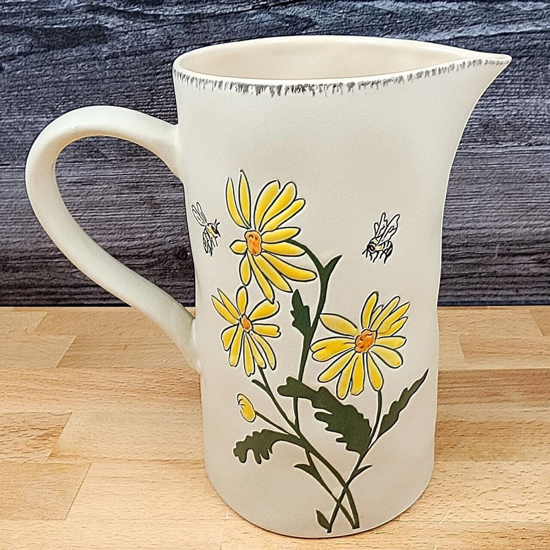 Load image into Gallery viewer, Daisies and Bee&#39;s Summer Embossed Pitcher Decorative Floral Home by Blue Sky
