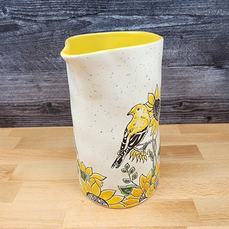 Load image into Gallery viewer, Sunflower and Yellow Bird Embossed Pitcher Decorative Floral Home by Blue Sky
