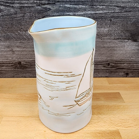 Sailboat Pitcher Embossed Decorative Ocean Sea Life by Blue Sky