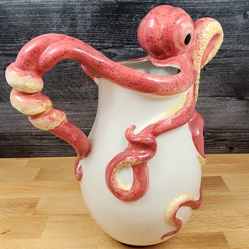 Load image into Gallery viewer, Red Octopus Pitcher Embossed Decorative Ocean Sea Life by Blue Sky Goldminc
