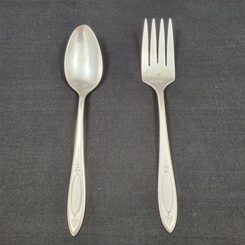 Oneida Community 1917 Adam Silverplate Meat Fork and Table Spoon Server