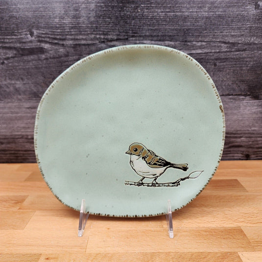Bird Embossed Salad Plate 8" (22cm) Decorative Aqua Color by Blue Sky Clayworks