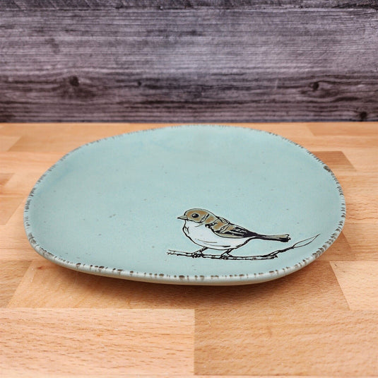 Bird Embossed Salad Plate 8" (22cm) Decorative Aqua Color by Blue Sky Clayworks