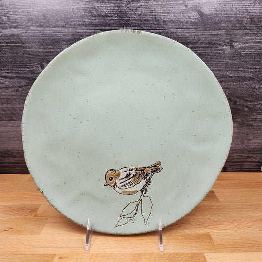 Bird Embossed Dinner Plate 10" (27cm) Decorative Aqua Color Blue Sky Clayworks