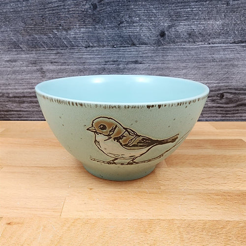 Bird Embossed Serving Dish Bowl Aqua Color by Blue Sky 7 inch Diameter