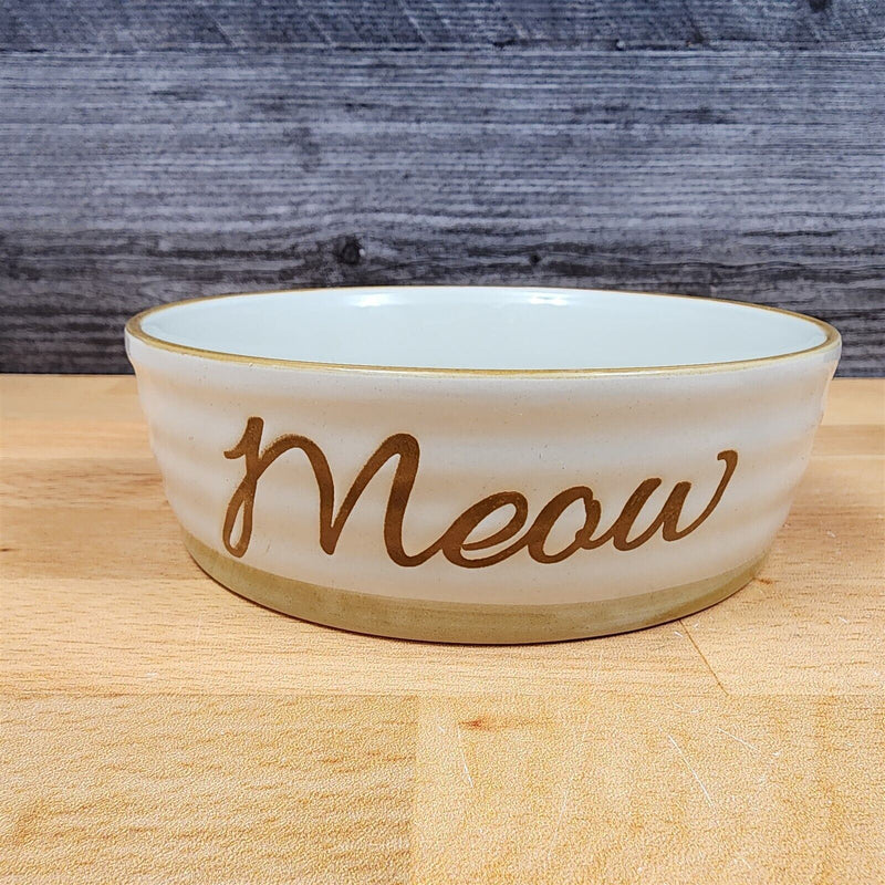 Load image into Gallery viewer, Meow Cat Water Food Bowl Set of 2 Embossed Treat Dish
