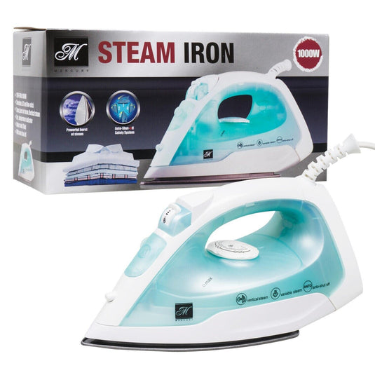 Steam Iron in Green and White for Clothes Garment Easy Compact 1000W