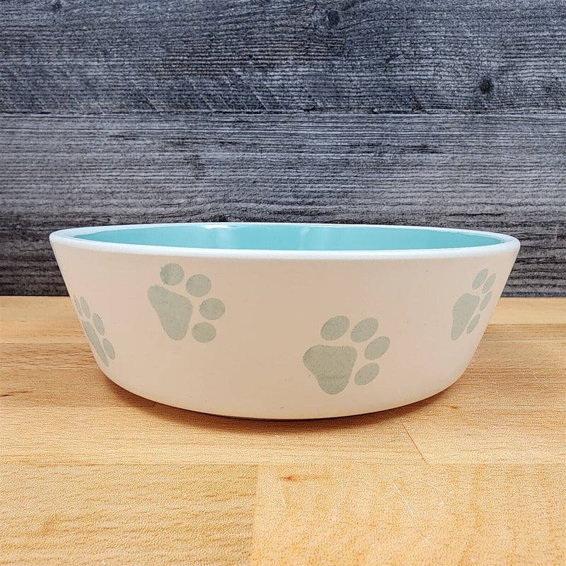 Load image into Gallery viewer, Dog Water Food Bowl Set Embossed Treat Dish In Turquoise and White by Blue Sky
