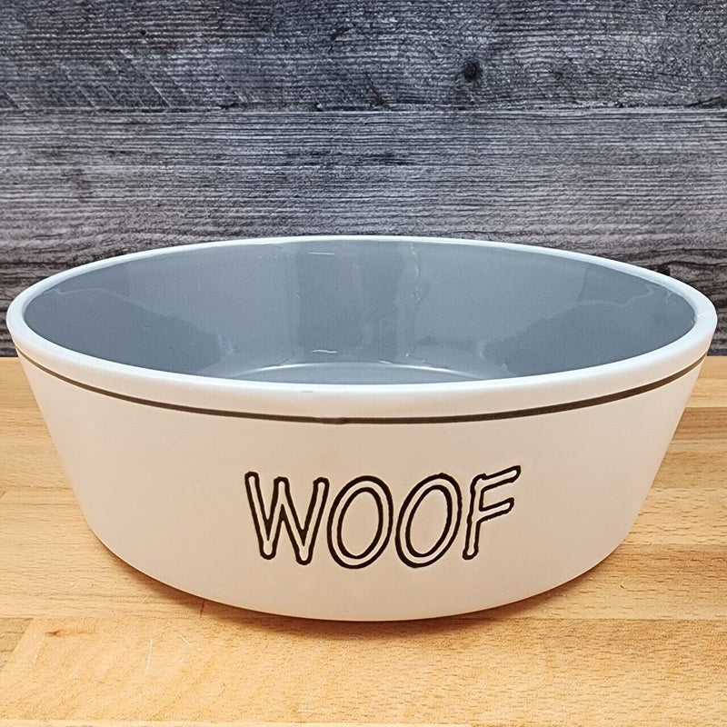 Load image into Gallery viewer, Dog Water Food Bowl Set Embossed Treat Dish In Grey and White by Blue Sky
