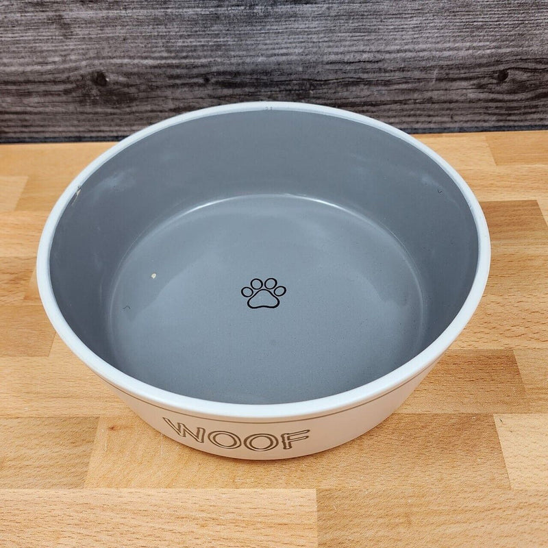 Load image into Gallery viewer, Dog Water Food Bowl Set Embossed Treat Dish In Grey and White by Blue Sky
