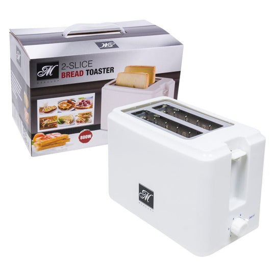2 Slice Electric Bread Toaster White With Extra Wide Slot for Thicker Bread