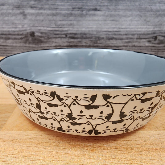 Cat Water Food Bowl Set Embossed Treat Dish With Cat Faces