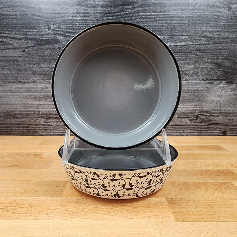 Load image into Gallery viewer, Cat Water Food Bowl Set Embossed Treat Dish With Cat Faces
