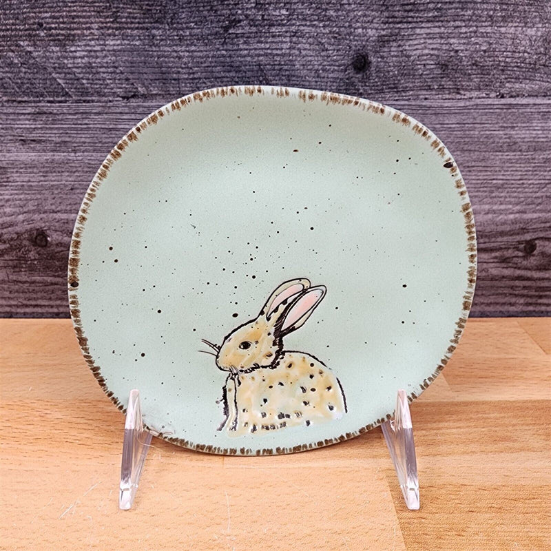 Load image into Gallery viewer, Easter Bunny Embossed Set of Plate 4 Aqua Color 5&quot; (13cm) by Blue Sky Clayworks
