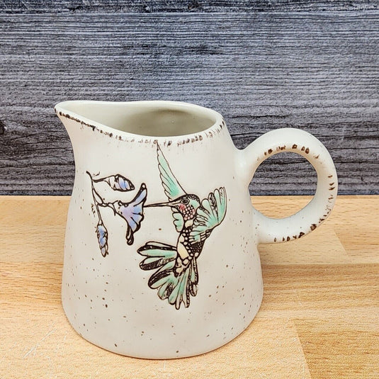 Hummingbird with Flowers Creamer Embossed by Blue Sky Clayworks