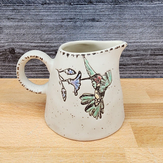 Hummingbird with Flowers Creamer Embossed by Blue Sky Clayworks
