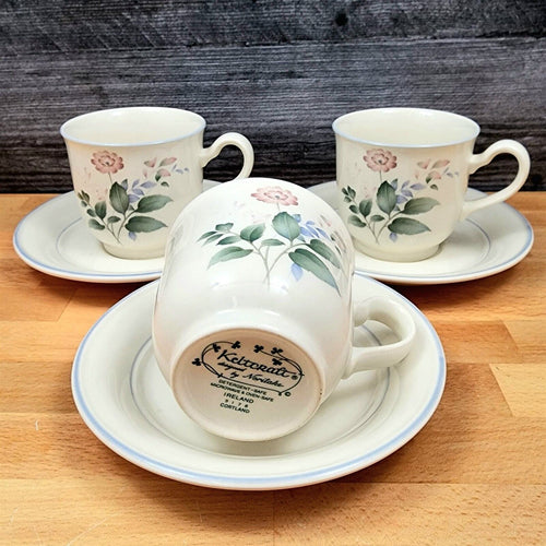 Cortland Noritake Tea Cup and Saucer Set of 3 Coffee Mugs Keltcraft Ireland 9178
