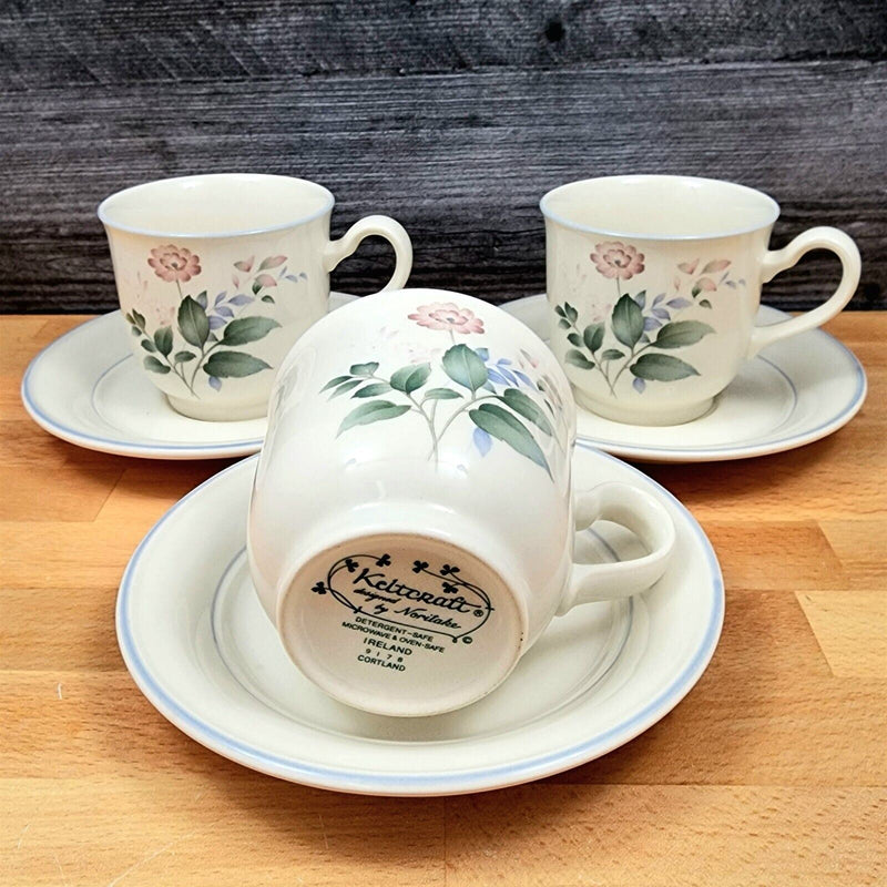 Load image into Gallery viewer, Cortland Noritake Tea Cup and Saucer Set of 3 Coffee Mugs Keltcraft Ireland 9178
