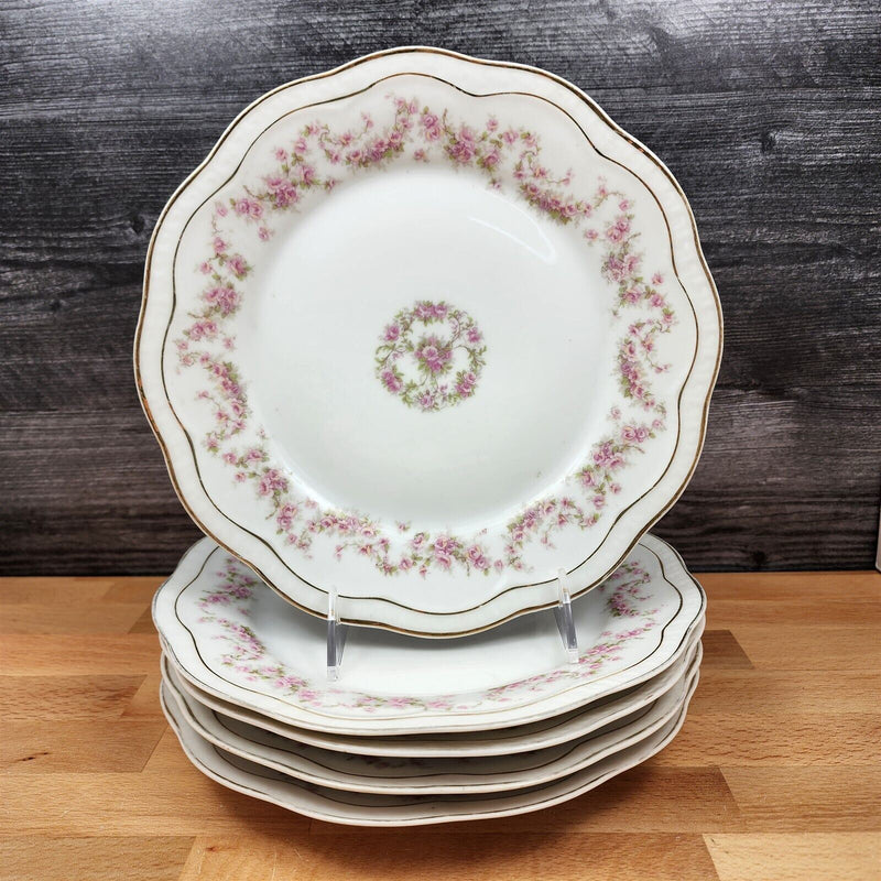 Load image into Gallery viewer, ZSC41 Luncheon Plates Set of 5 Scalloped, Pink Roses White ZS &amp; Co Scherzer
