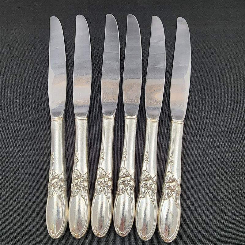Load image into Gallery viewer, Oneida Community 1953 White Orchid Set Of 6 Silverplate Dinner Knives
