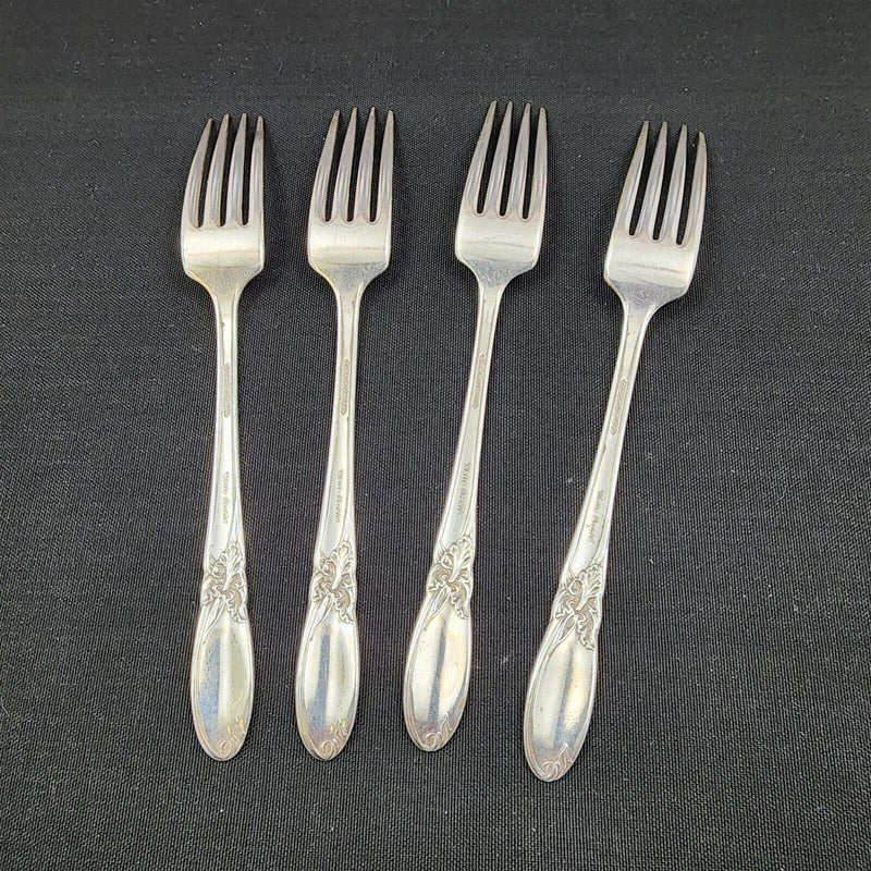 Load image into Gallery viewer, Oneida Community 1953 White Orchid Set Of 4 Silverplate Dinner Forks
