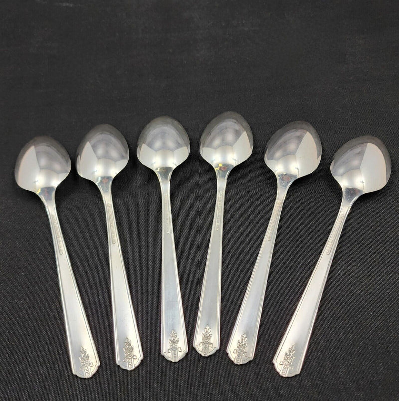 Load image into Gallery viewer, Oneida Community Soup Spoons Set of 6 Linda 1949 Silverplated Spoon
