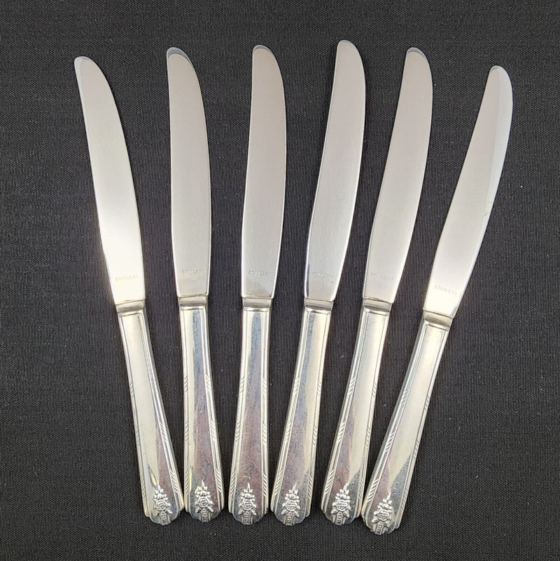 Load image into Gallery viewer, Modern Hollow Knife Set of 6 Linda 1949 by Oneida Silverplated Community Knives
