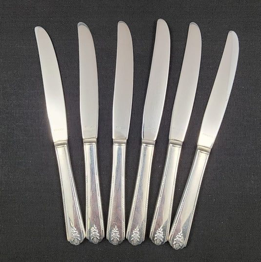 Modern Hollow Knife Set of 6 Linda 1949 by Oneida Silverplated Community Knives