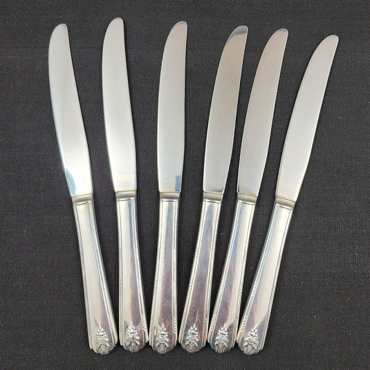 Modern Hollow Knife Set of 6 Linda 1949 by Oneida Silverplated Community Knives