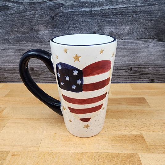Coffee Mug Red and White Heart Flag 16oz 473ml Ceramic Tea Cup
