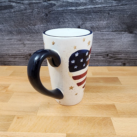Coffee Mug Red and White Heart Flag 16oz 473ml Ceramic Tea Cup