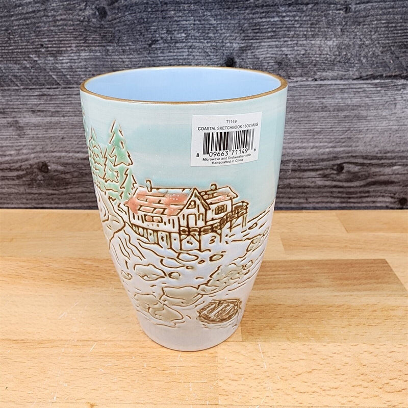 Load image into Gallery viewer, Coastal Coffee Mug 18oz (532ml) Embossed Tea Cup by Blue Sky Nautical Sail Boat
